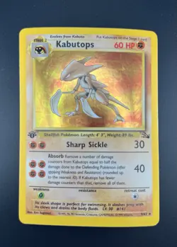Pokemon Kabutops 1st Edition #9/62 Fossil Set Holo Rare Card - Image 1