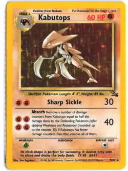 Kabutops 9/62 Holo Rare Fossil Pokemon - Image 1