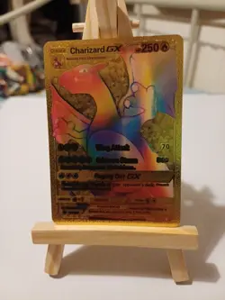 Pokemon Fan Art Rainbow Charizard GX 150/147 Gold - Image 1