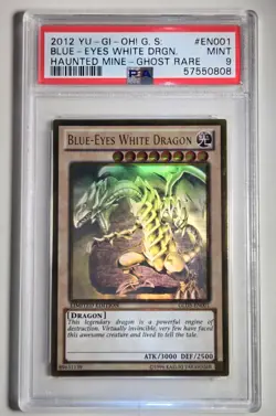 2012 YU-GI-OH! HAUNTED MINE Blue Eyes White Dragon GLD5-EN001 Ghost Rare PSA 9 - Image 1