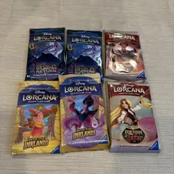 (6) Disney Lorcana Sealed Booster Packs Lot Ursula’s Return Inklands Reign Jafar - Image 1