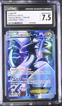 CGC 7.5 Lugia EX 2013 Plasma Storm 134/135 Ultra Rare Holo Pokemon Card - Image 1