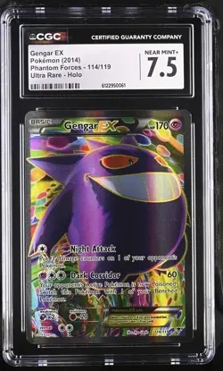 CGC 7.5 Gengar EX 2014 Phantom Forces 114/119 Ultra Rare Holo Pokemon Card - Image 1