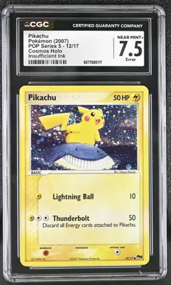 CGC 7.5 Pikachu 2007 POP Series 5 12/17 Cosmos Holo Pokemon Card - Image 1