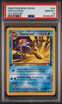 PSA 10 Tentacruel 1st Edition Fossil 44/62 1st Edition Pokemon Card - Image 1