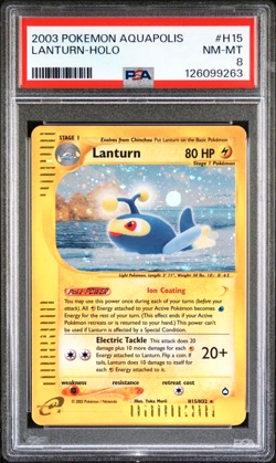 PSA 8 MINT Lanturn Holo H15/H32 2003 Pokemon Aquapolis E Reader - Image 1
