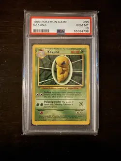 Pokemon 1999 Base Set Unlimited Kakuna 33/102 PSA 10 GEM MT - Image 1