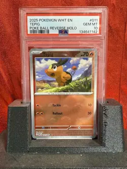 2025 Pokemon White Flare #011 Tepig Poke Ball Reverse Holo PSA 10 - Image 1