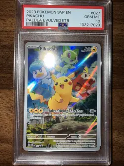 2023 POKEMON SVP EN-SV BLACK STAR PROMO #027 PIKACHU PSA 10 - Image 1
