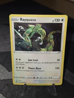 *THICK* SWIRL 🌀 Rayquaza SWSH029 Cosmos Holo Rare Crown Zenith Pokemon Card - Image 1
