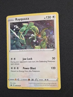 *THICK* SWIRL 🌀 Rayquaza SWSH029 Cosmos Holo Rare Crown Zenith Pokemon Card - Image 5