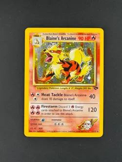 Blaine's Arcanine 1/132 Holo Rare Gym Challenge Pokemon WoTC DMG - Image 1
