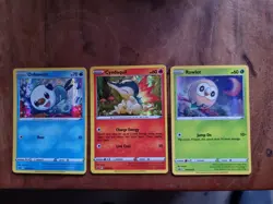 Pokemon Mini Set Rowlet Cyndaquil Oshawott Promo Swsh220-22 Holo 2 off Centerin - Image 1