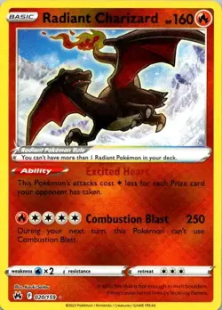 Pokemon TCG Radiant Charizard 020/159 Crown Zenith Holo NM (SKU 1-4) - Image 1