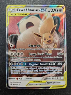 Pokemon Sun & Moon Team Up Eevee Snorlax GX Full Art 120/181 NEAR MINT - Image 1