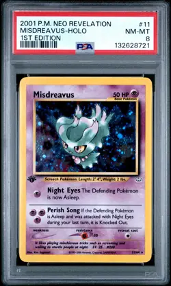 2001 POKEMON NEO REVELATION 1ST ED #11 MISDREAVUS-HOLO PSA 8 - Image 1