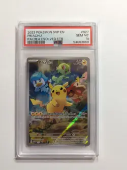 2023 POKEMON SVP PALDEA EVOLVED ETB PROMO #027 PIKACHU PSA 10 - Image 1