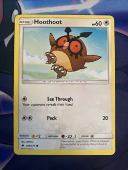 Pokemon TCG Burning Shadows LP Hoothoot 106/147 - Image 1