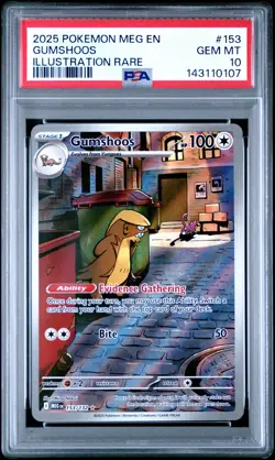 2025 POKEMON MEG EN-MEGA EVOLUTION ILLUSTRATION RARE #153 GUMSHOOS PSA 10 - Image 1