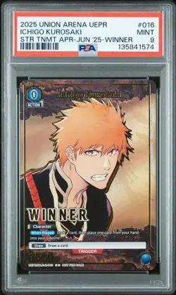 2025 UNION ARENA UEPR-BLC-2-016 - ICHIGO KUROSAKI APR-JUN '25-WINNER - PSA 9 - Image 1