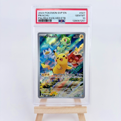 2023 POKEMON SVP EN-SV PALDEA EVOLVED ETB PROMO #027 PIKACHU PSA 10 - Image 1