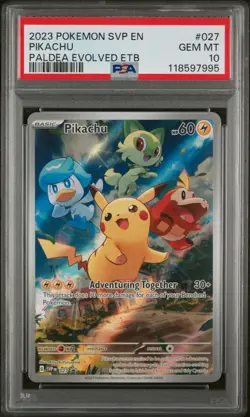 2023 Pokemon Svp En-Sv Black Star Promo #027 Pikachu Paldea Evolved Etb PSA 10 - Image 1
