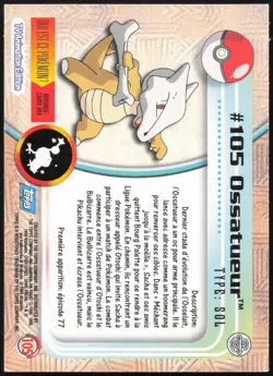 Carte Pokemon Ossatueur #105 TOPPS Serie 2 Francais - Image 2