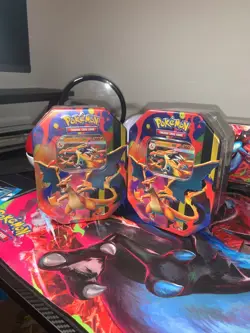 NEW/SEALED x2 Pokemon TCG Mega Charizard Y Tin – x2 Y ex Promo & 8 Booster packs - Image 2