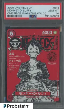 2025 ONE PIECE JPN PROMOS ONE PIECE MAGAZINE VOL.20 #014 MONKEY D. LUFFY PSA 10 - Image 1