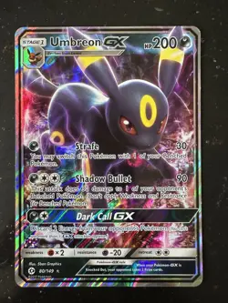 Pokemon Card Umbreon GX 80/149 Sun & Moon Base Set Ultra Rare Holo ENG Near Mint - Image 2