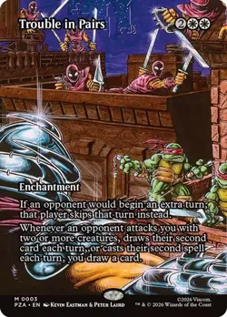 NM Borderless Trouble in Pairs, MTG, TMNT, Magic the Gathering, 3 - Image 1
