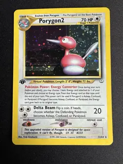 Porygon 2 Holo Rare 1st Edition Neo Revelation 12/64 WOTC Vintage Pokemon - Image 1