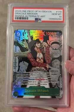 One Piece - Dracule Mihawk Manga OP14-119 The Azure Sea's Seven Foil - PSA 10 - Image 3