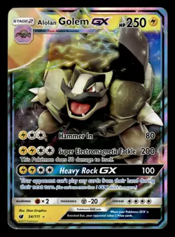 Alolan Golem GX 34/111 Ultra Rare SM Crimson Invasion Pokemon Card - Image 1