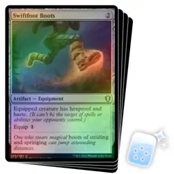 FOIL SWIFTFOOT BOOTS X4 Commander Legends: Battle For Baldur's Gate Magic MTG - Image 1