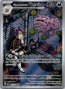 Team Rocket's Weezing 199/182 Illustration Rare Destined Rivals Pokemon NM - Image 1