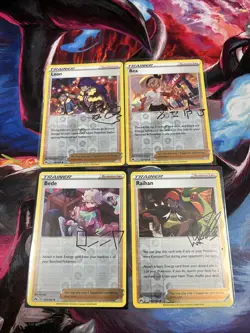 Pokemon TCG ,bede, leon , raihan, Bea Crown Zenith reverse Holo Rare Signature - Image 1