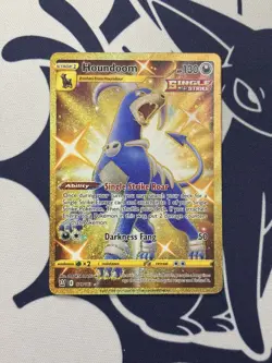 Pokemon TCG Houndoom 179/163 Gold Secret Holo Rare Battle Styles Full Art - Image 1