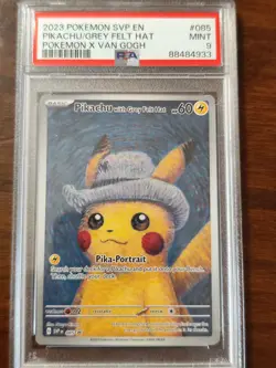 Pokemon 2023 PSA 9 Pikachu Grey Felt Hat Van Gogh SVP 085 English Promo Nintendo - Image 1