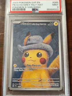 Pokemon 2023 PSA 9 Pikachu Grey Felt Hat Van Gogh SVP 085 English Promo Nintendo - Image 2