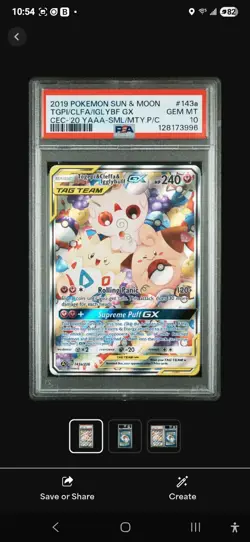 2019 Pokemon Sun & Moon Cosmic Eclipse Togepi Cleffa Igglybuff GX 143A PSA 10 - Image 3