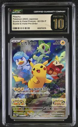 Pikachu 001/SV-P Scarlet & Violet Pre-order Pokemon Japanese CGC 10 Pristine - Image 1