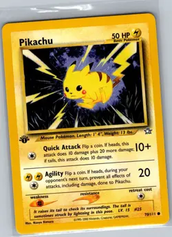 Pikachu 70/111 1st Edition Non Holo Neo Genesis - Pokemon Card - NM - Image 1