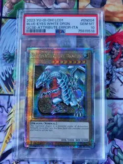 PSA 10 Yugioh Blue-Eyes White Dragon LC01-EN004 Quarter Century Rare Error 25th - Image 1
