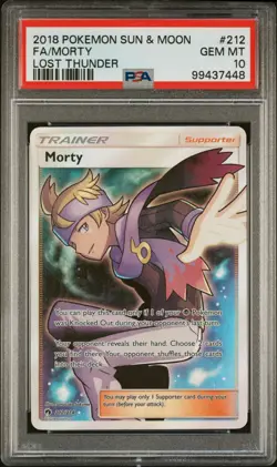 2018 POKEMON SUN & MOON LOST THUNDER 212 FULL ART/MORTY PSA 10 - Image 1