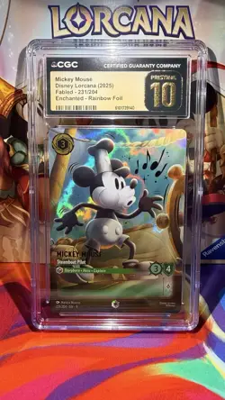 Mickey Mouse: Steamboat Pilot (Enchanted) Fabled 231/204 Lorcana CGC PRISTINE 10 - Image 1