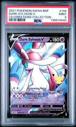 2021 POKEMON SWSH BLACK STAR PROMO CELEBRATIONS COLL #134 DARK SYLVEON V PSA 9 - Image 2