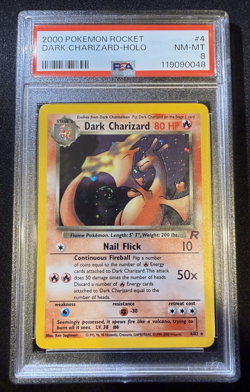 PSA 8 - DARK CHARIZARD 4/82 Team Rocket Pokemon Card HOLO - Image 1