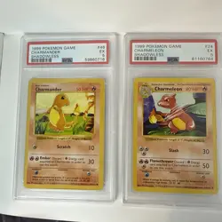 Pokemon 1999 Shadowless Charmander and Charmeleon PSA 5 - Image 1