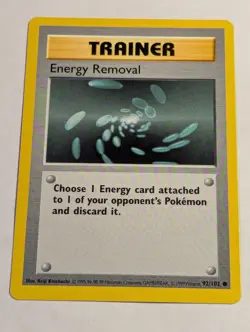 Energy Removal Base Set 92/102 Regular Shadowless Pokemon TCG Combine Ship - Image 1